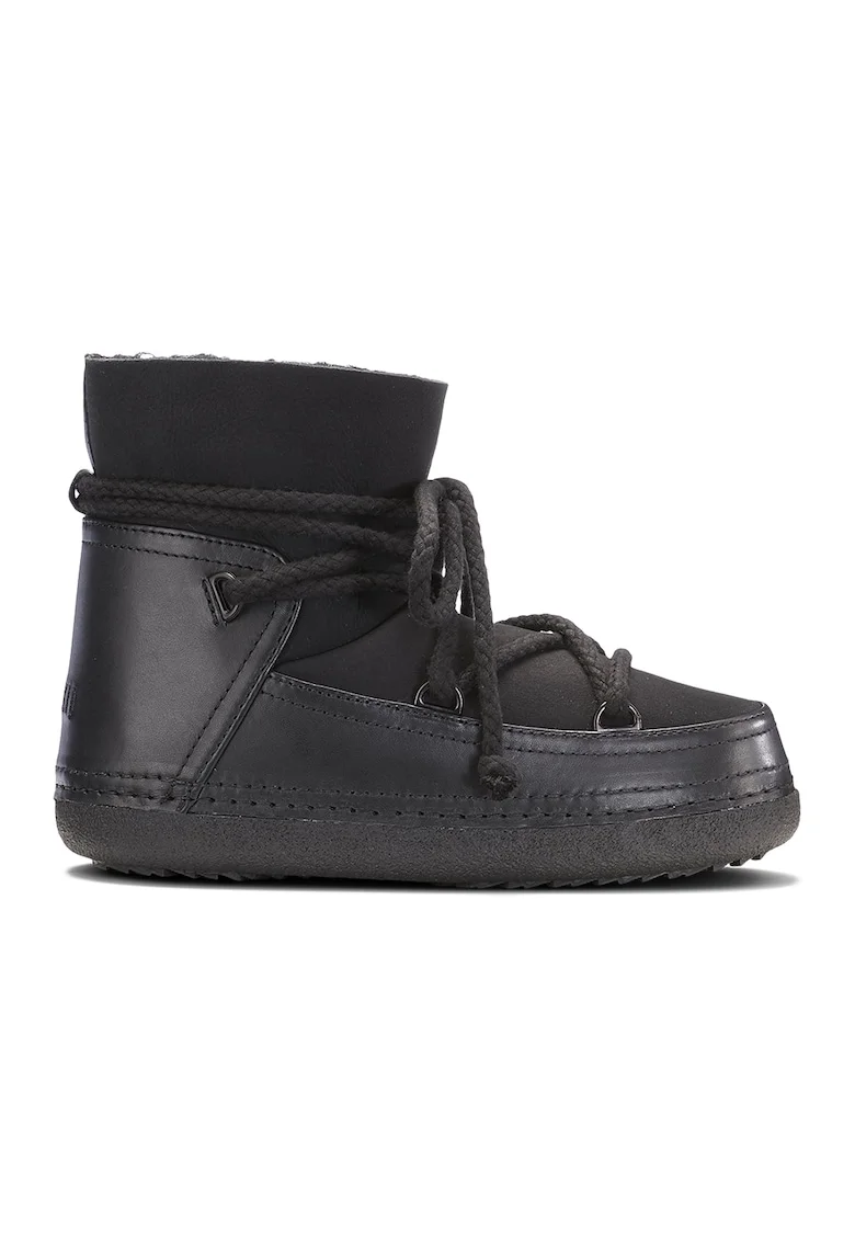 Ghete slip-on de piele si piele intoarsa, Negru