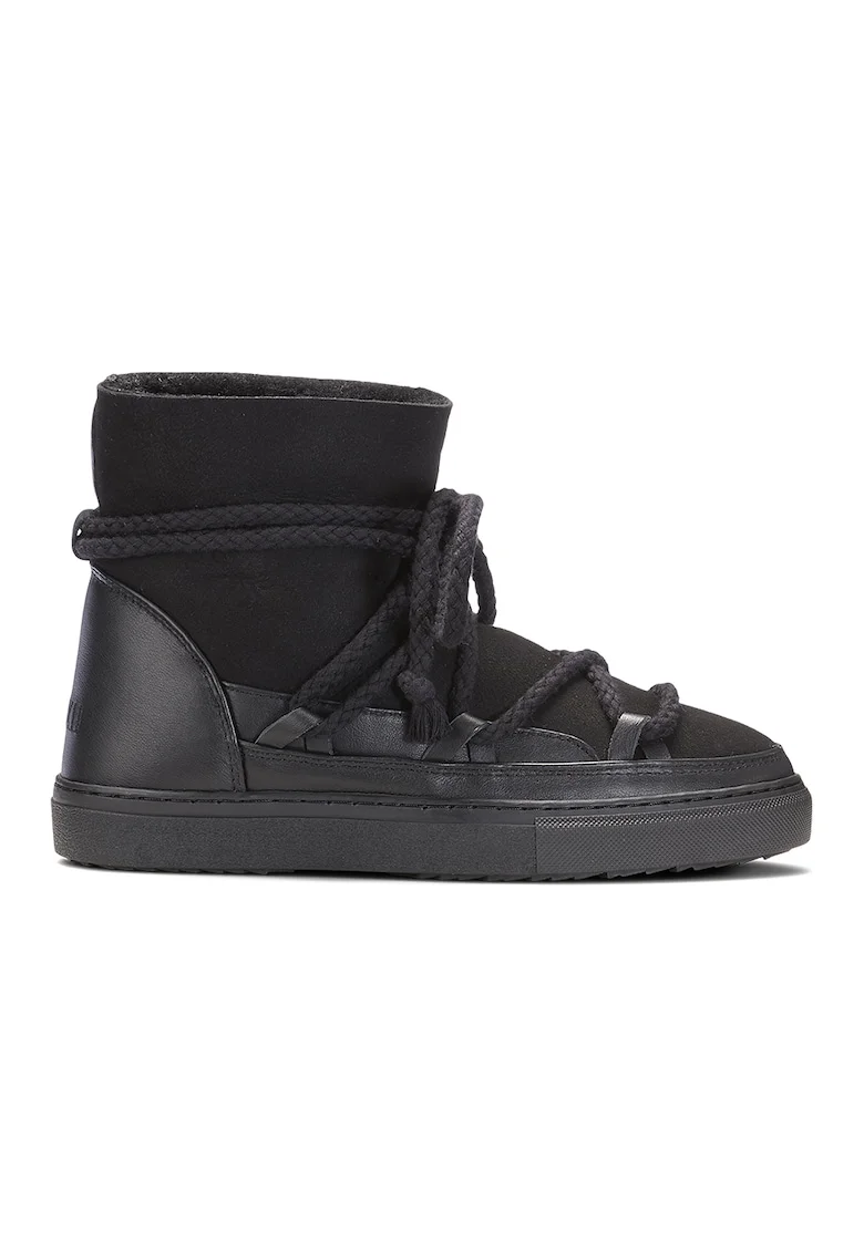 Ghete slip-on de piele cu logo, Negru
