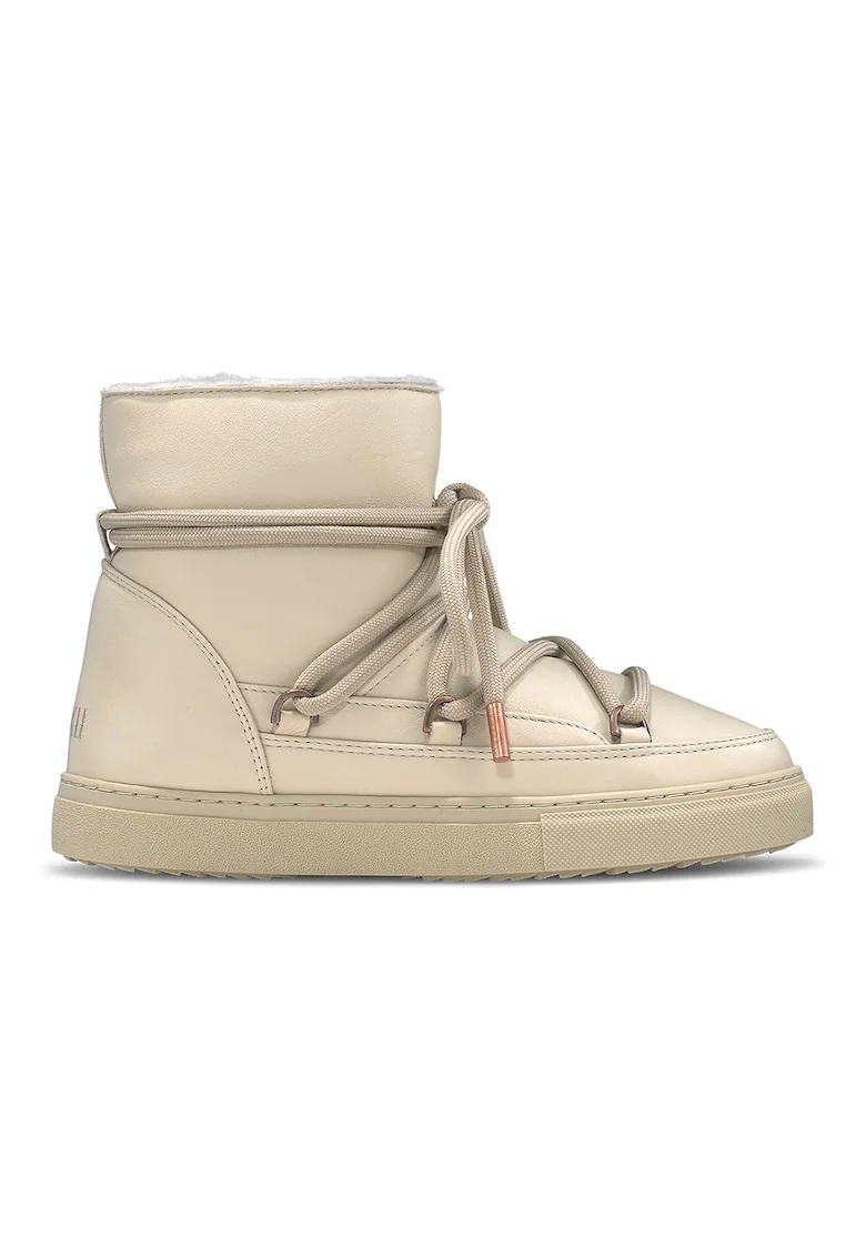 Ghete slip-on de piele, Crem