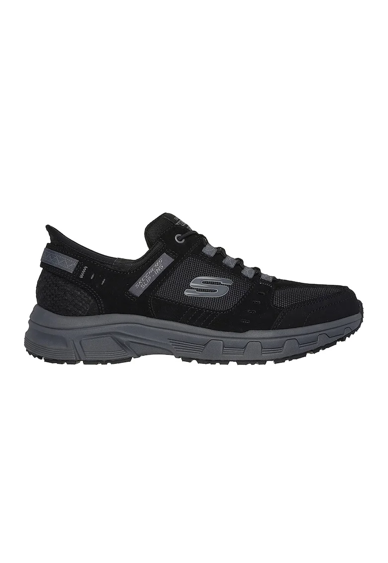 Pantofi Slip-Ins de plasa cu garnituri de piele intoarsa pentru drumetii Oak Canyon, Negru