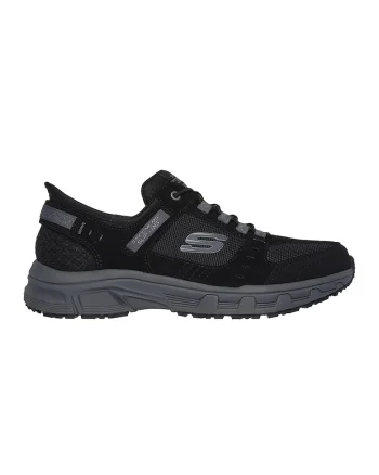 Pantofi Slip-Ins de plasa cu garnituri de piele intoarsa pentru drumetii Oak Canyon, Negru