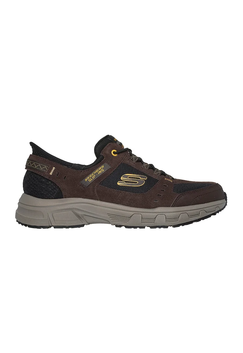 Pantofi Slip-Ins de plasa cu garnituri de piele intoarsa pentru drumetii Oak Canyon, Maro