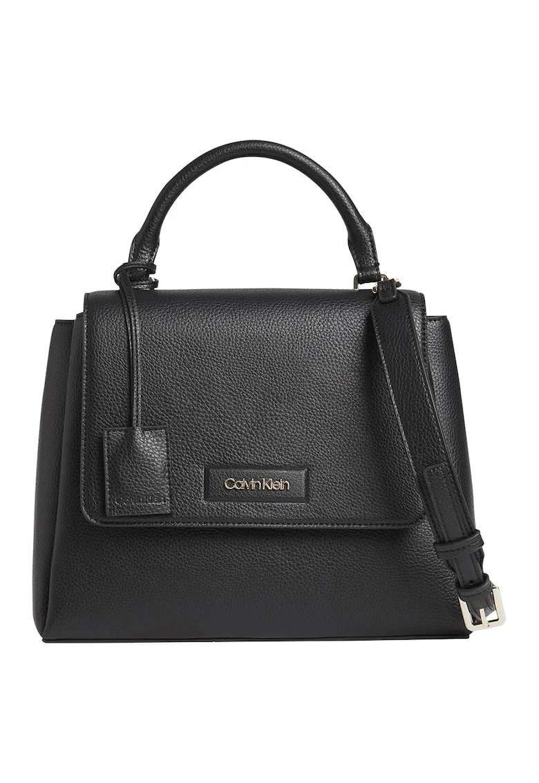 Geanta crossbody de piele ecologica cu aspect texturat, Negru