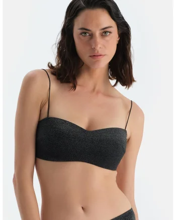 Sutien cu burete si aspect stralucitor, Negru