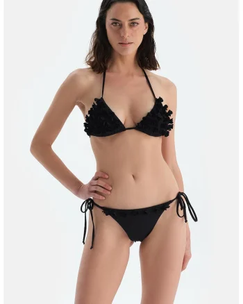 Slip cu snururi laterale, Negru