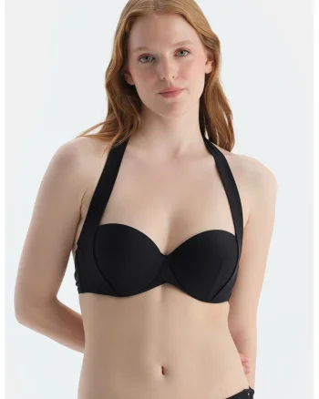 Sutien uni cu bretele detasabile, Negru