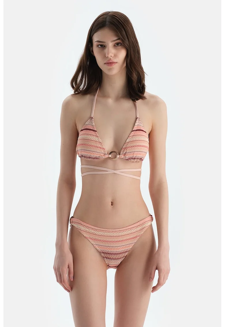Slip cu model in dungi, Maro/Bej/Roz