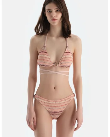Slip cu model in dungi, Maro/Bej/Roz