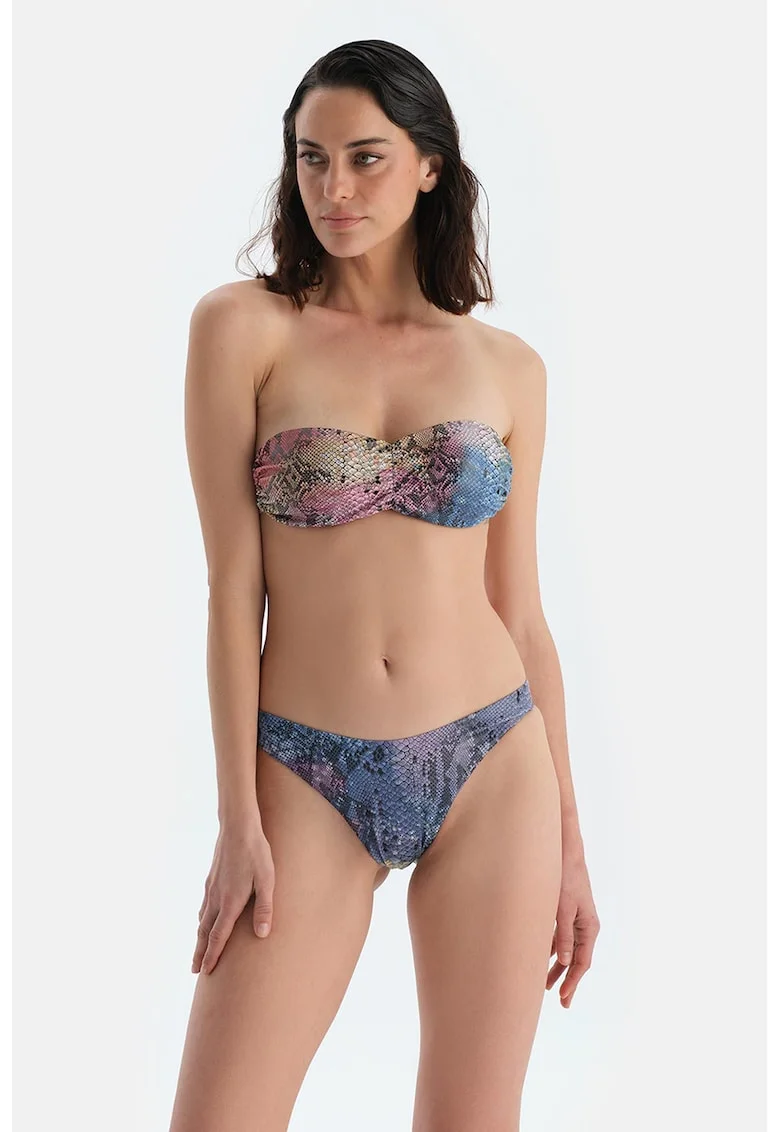 Slip cu imprimeu de piele de reptila, Negru/Galben/Roz