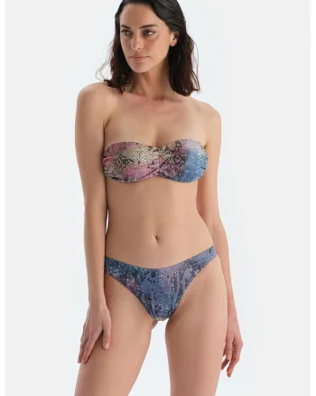 Slip cu imprimeu de piele de reptila, Negru/Galben/Roz