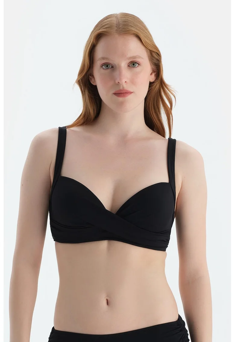 Sutien de baie cu burete si nod frontal, Negru