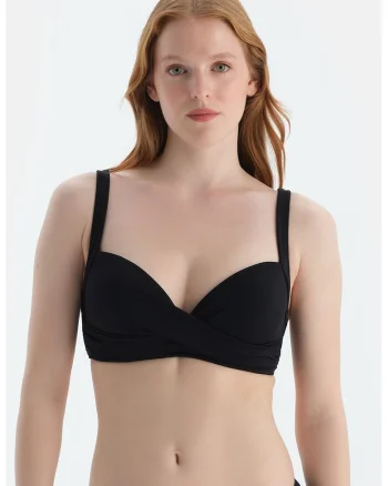 Sutien de baie cu burete si nod frontal, Negru