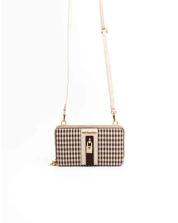 Geanta crossbody din piele ecologica cu bareta ajustabila si detasabila, Maro inchis/Bej