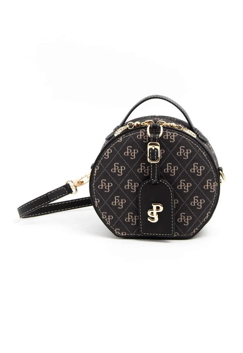 Geanta crossbody din piele ecologica, Negru stins