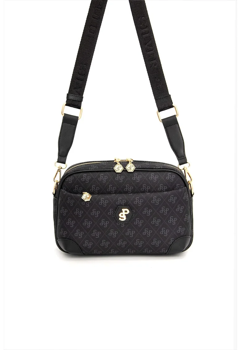 Geanta crossbody cu model elegant, Gri antracit, 18x27x7