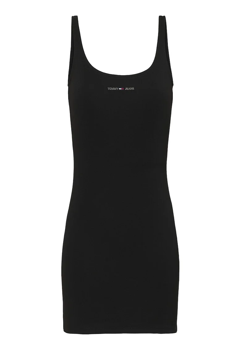 Rochie bodycon din amestec de modal cu logo brodat, Negru