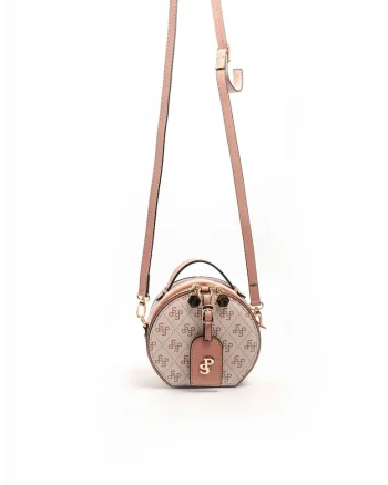Geanta crossbody cu fermoar si model, Roz deschis