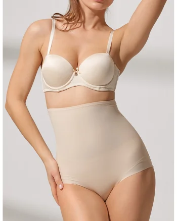 Chiloti cu talie inalta fara cusaturi cu efect modelator, Bej