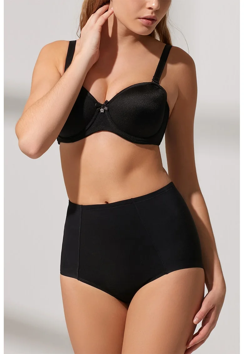 Chiloti cu talie inalta fara cusaturi cu efect modelator, Negru