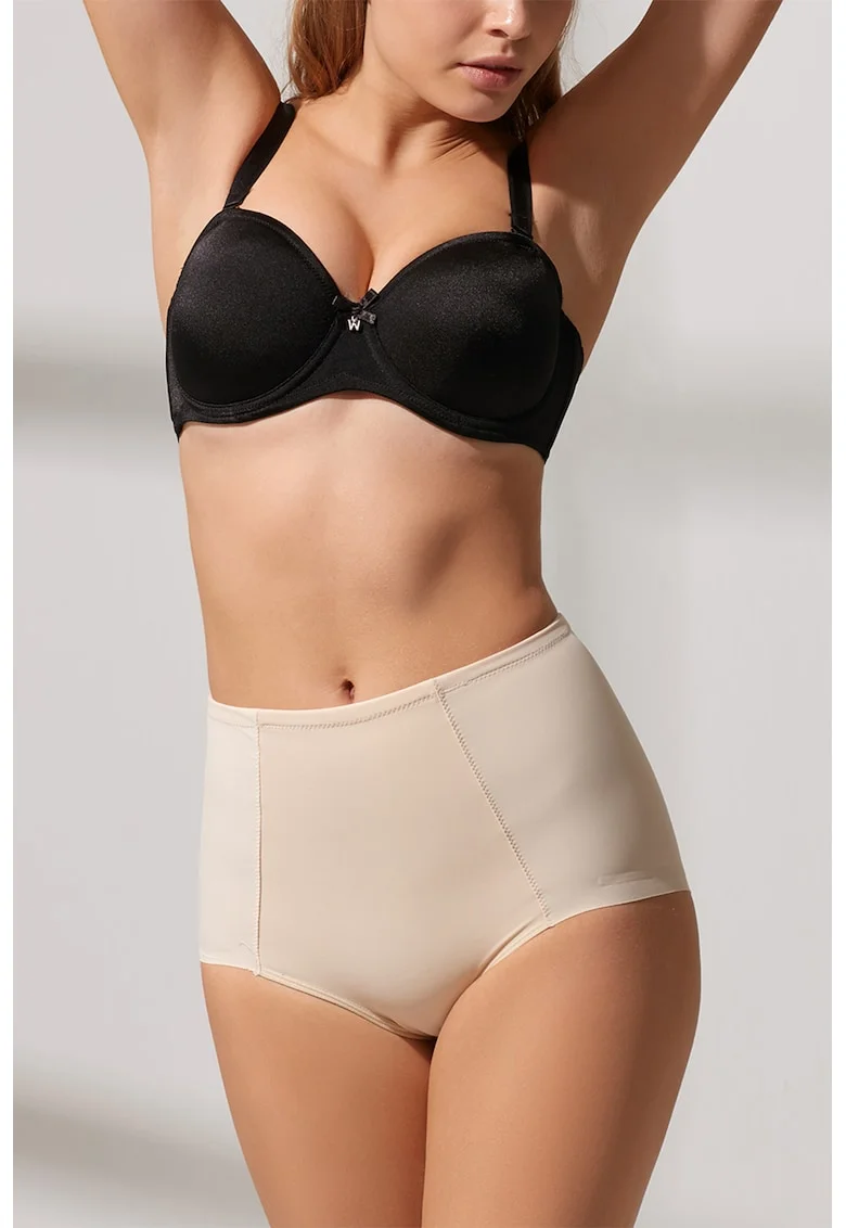 Chiloti cu talie inalta fara cusaturi cu efect modelator, Bej