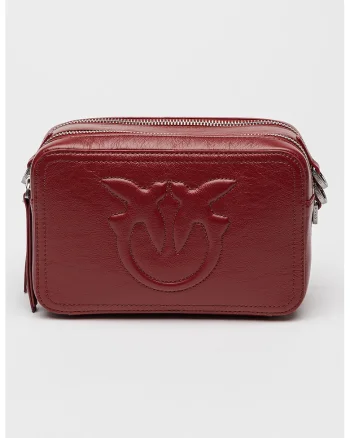 Geanta crossbody de piele Carrie, Rosu inchis