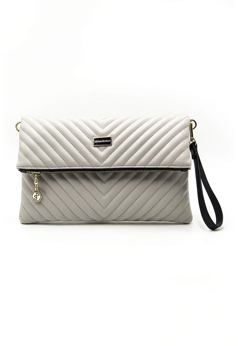 Geanta crossbody pliabila din piele ecologica, Gri deschis