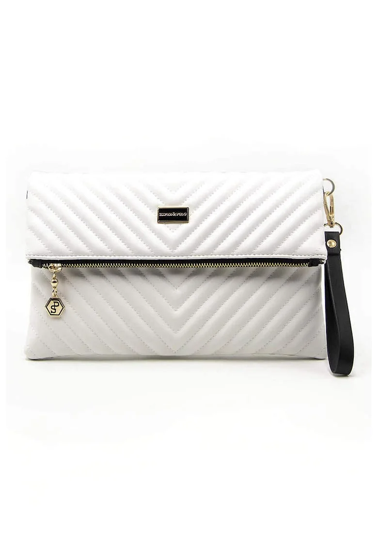 Geanta crossbody pliabila din piele ecologica, Alb