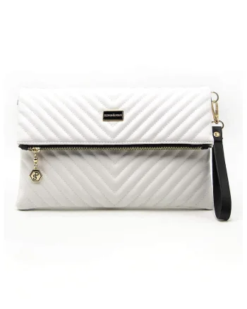 Geanta crossbody pliabila din piele ecologica, Alb