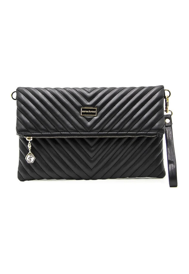 Geanta crossbody pliabila din piele ecologica, Negru