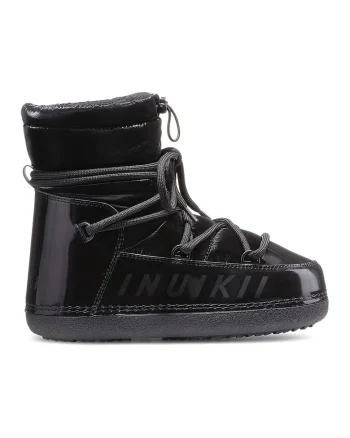 Ghete fara inchidere de piele ecologica si material textil slip-on, Negru