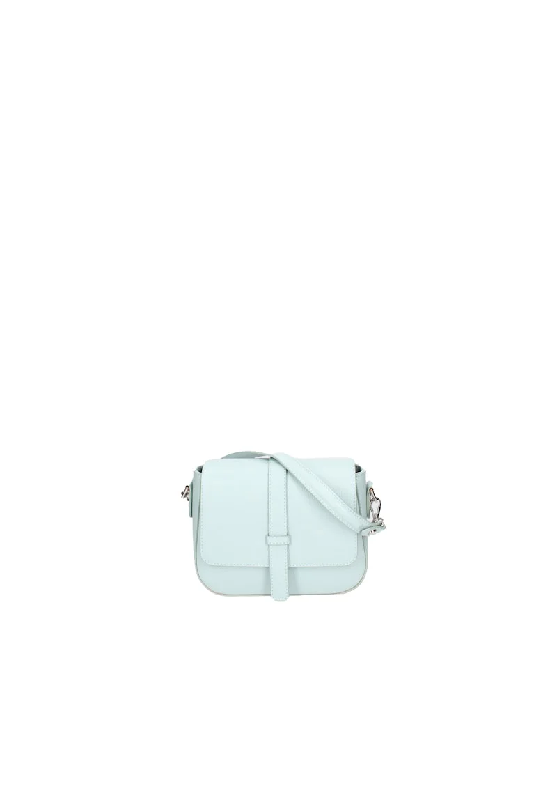 Geanta crossbody din piele cu bareta ajustabila, Albastru deschis