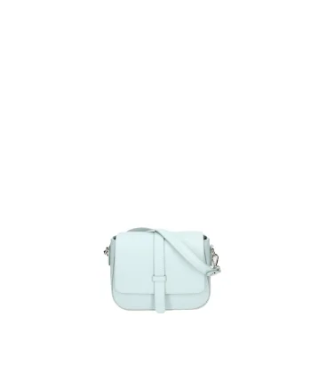 Geanta crossbody din piele cu bareta ajustabila, Albastru deschis