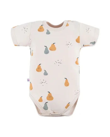 Body cu maneca scurta si model pere,  - Pearlect, Alb, pentru baietei, Ecru