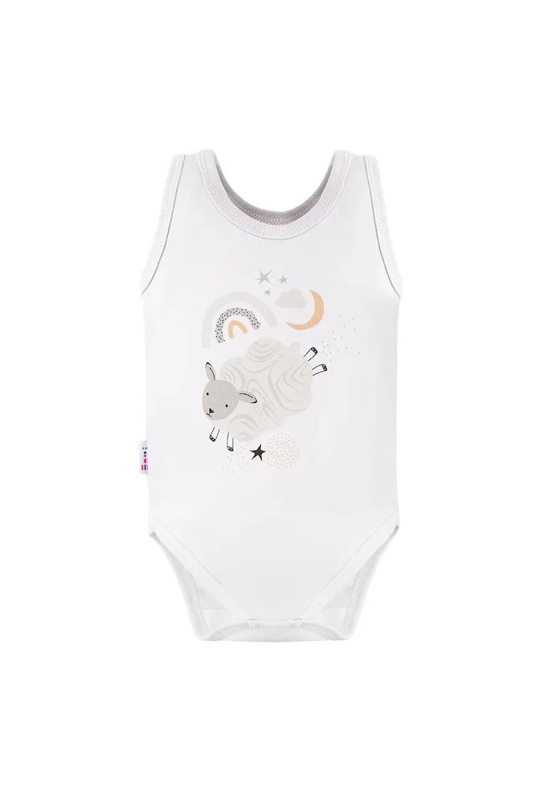 Body fara maneci cu model oita,  - Mellow, Alb, pentru baietei, Alb