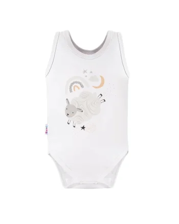 Body fara maneci cu model oita,  - Mellow, Alb, pentru baietei, Alb