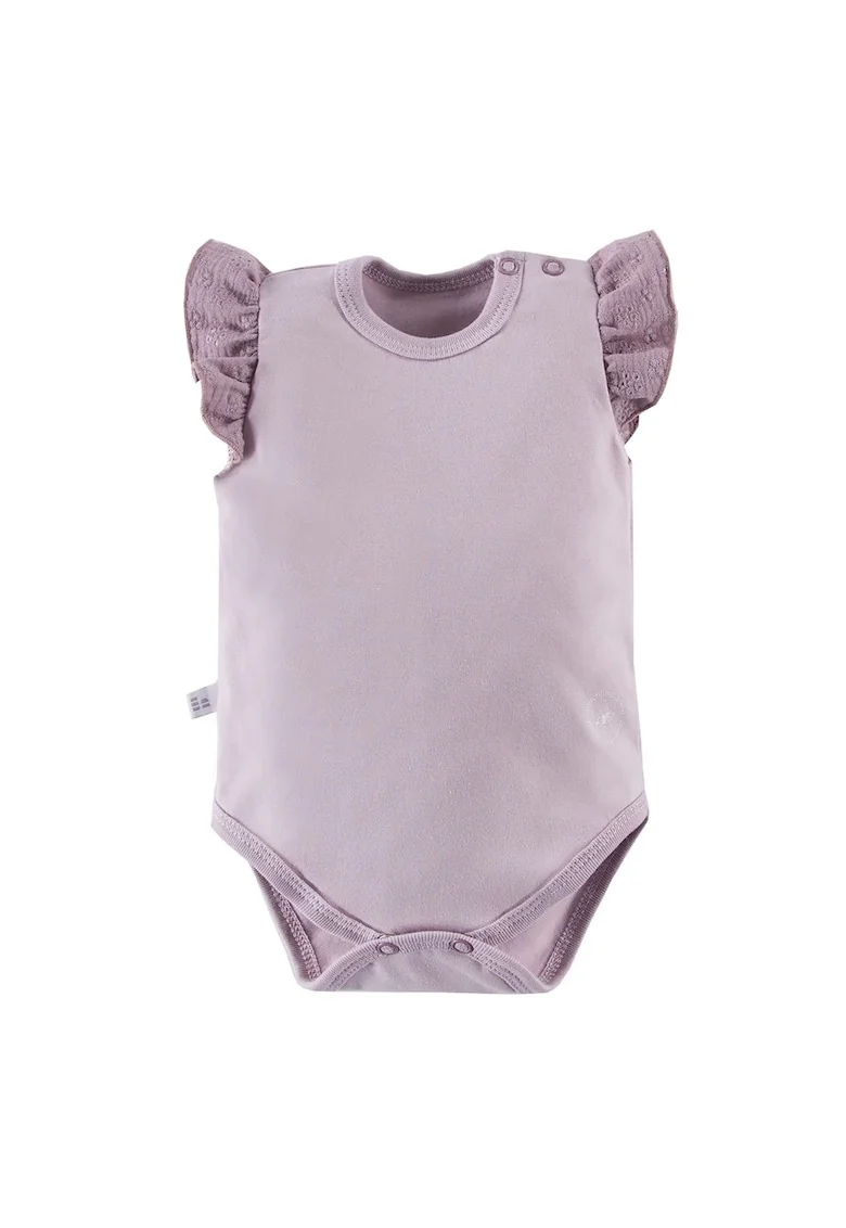 Body cu maneca scurta si volan,  - Botanic, Mov, pentru fetite, Mov