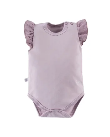 Body cu maneca scurta si volan,  - Botanic, Mov, pentru fetite, Mov