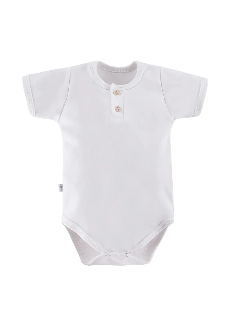 Body cu maneca scurta si nasturi,  - Pacific, Alb, pentru baietei, Alb