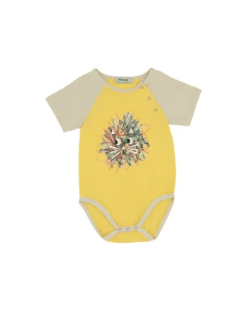 Body cu maneca scurta si imprimeu  - Hope, Galben, pentru baietei, Galben