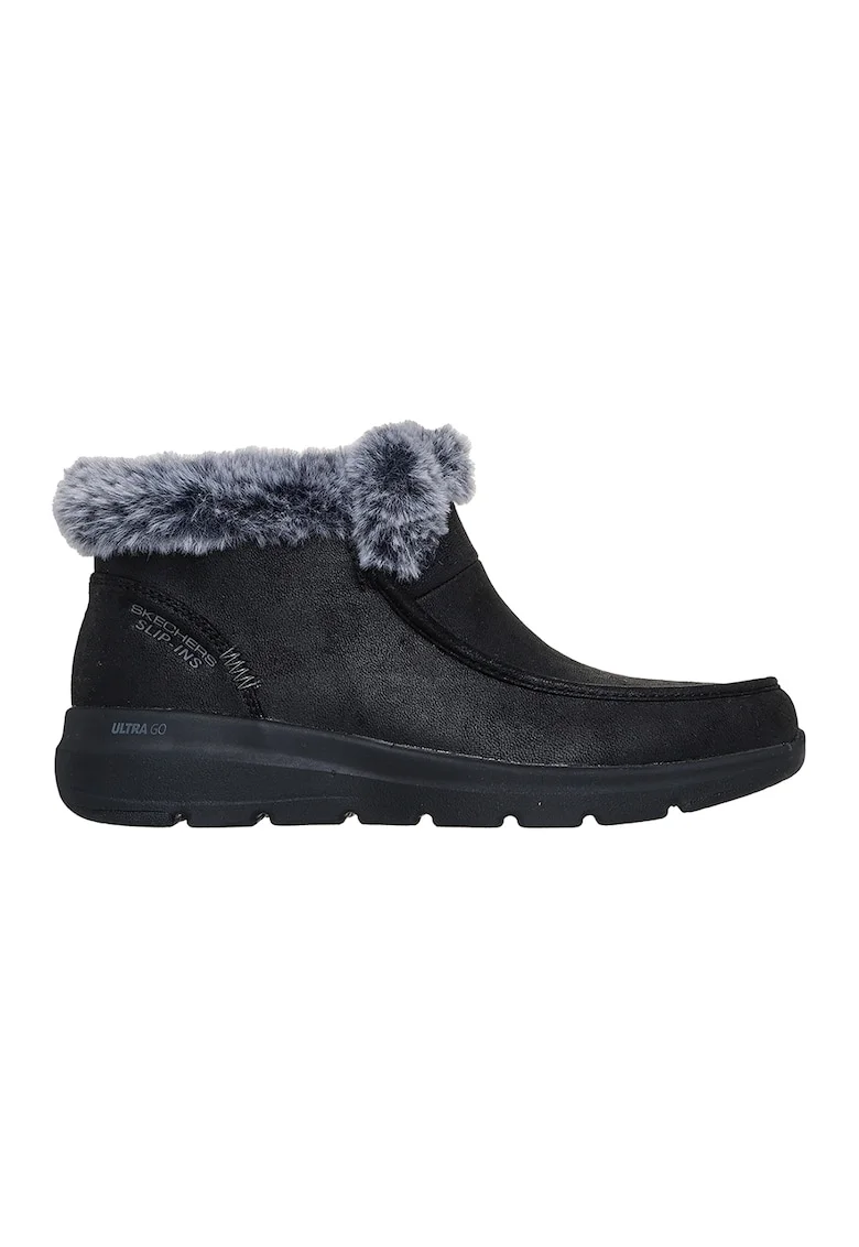 Ghete slip-ins cu blana sintetica Glacial Ultra Cozy Getaway, Negru
