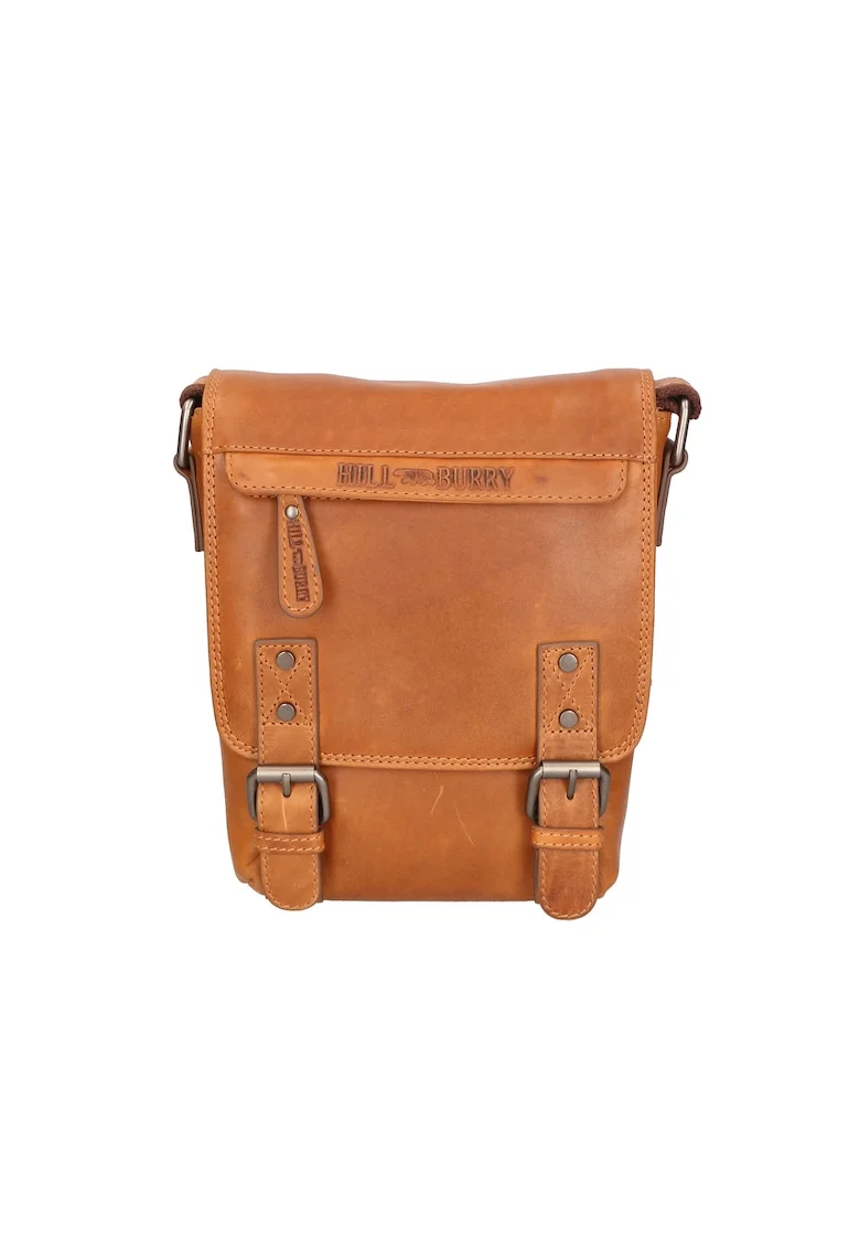 Geanta crossbody unisex de piele, Caramel