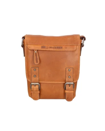 Geanta crossbody unisex de piele, Caramel