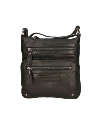 Geanta crossbody unisex de piele, Negru