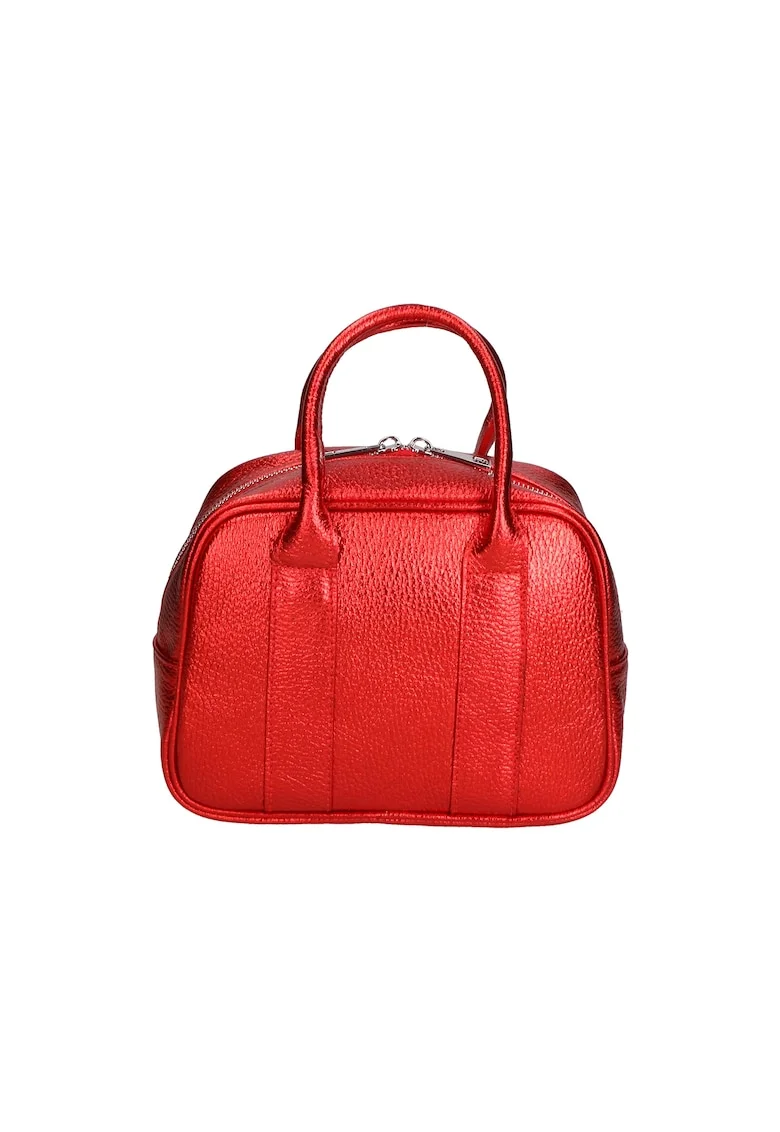 Geanta crossbody de piele, Rosu inchis