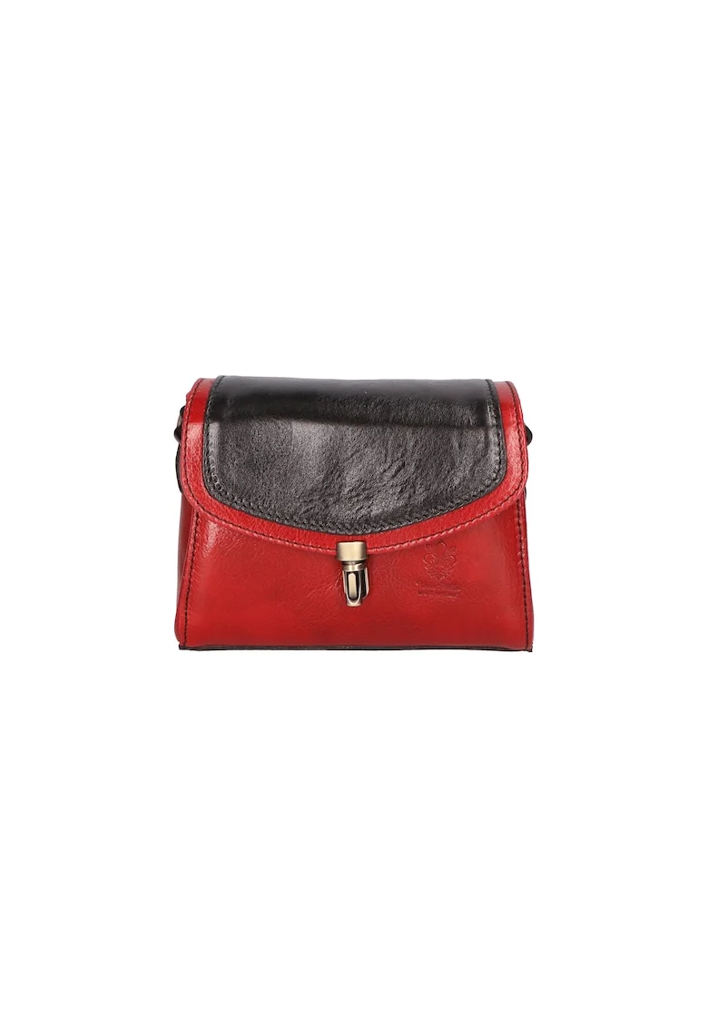 Give Lux, Geanta crossbody de piele cu clapa, Rosu/Negru