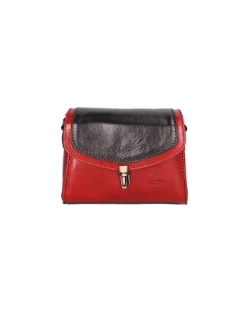 Give Lux, Geanta crossbody de piele cu clapa, Rosu/Negru