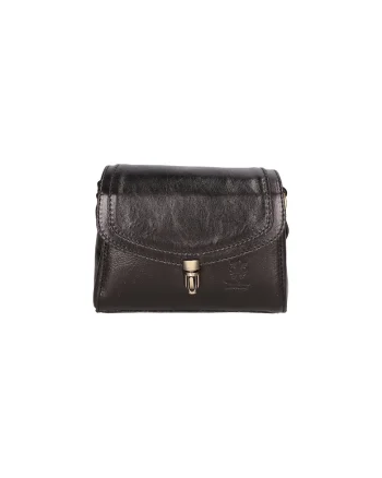 Give Lux, Geanta crossbody de piele cu clapa, Negru