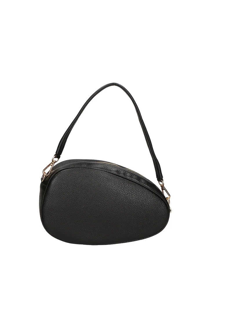 Geanta crossbody de piele cu maner detasabil, Negru