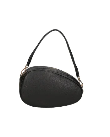 Geanta crossbody de piele cu maner detasabil, Negru