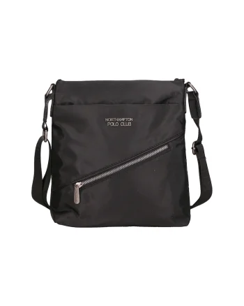 Geanta crossbody de piele ecologica cu buzunare exterioare, Negru